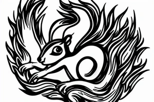 crazy squirrel on fire tattoo idea