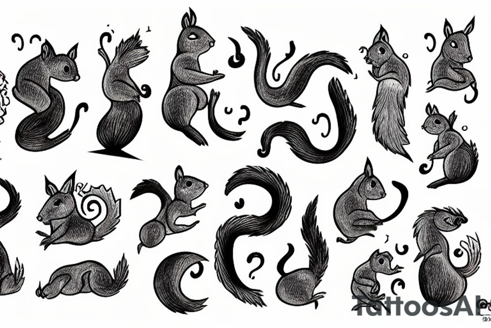 crazy squirrel on fire tattoo idea