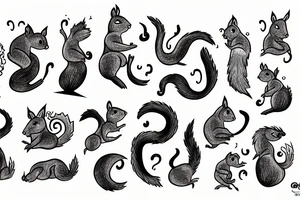 crazy squirrel on fire tattoo idea