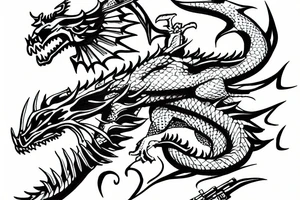 military dragon with gun tattoo idea