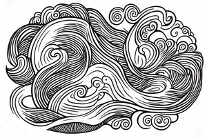 japanese wave with flowers in a circle tattoo idea