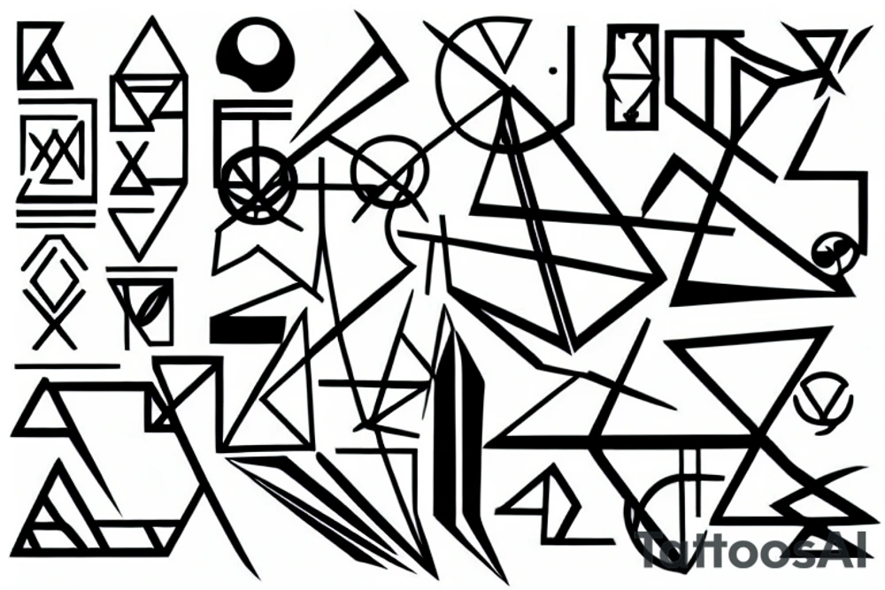 Abstract composition, in constructivism style tattoo idea