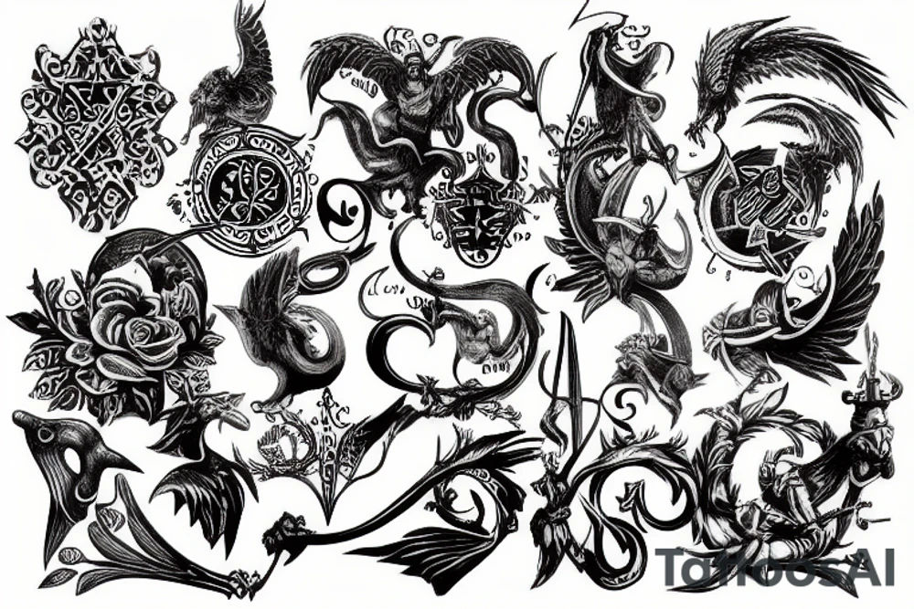 medieval engraving tattoo idea