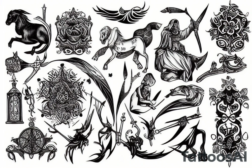 medieval engraving tattoo idea
