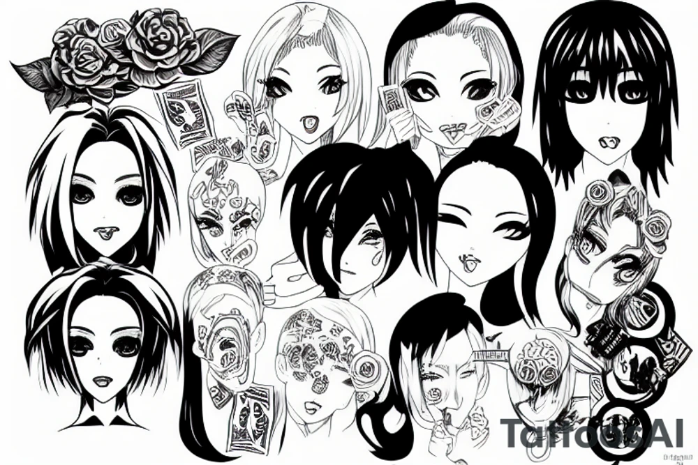 Face money girl anime tattoo idea