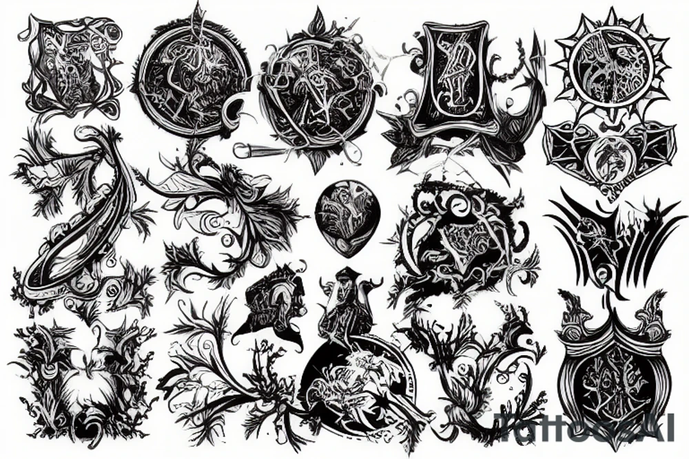 medieval engraving tattoo idea