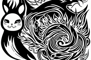 Mystical animal with fire tattoo idea