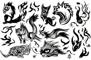 Mystical animal with fire tattoo idea