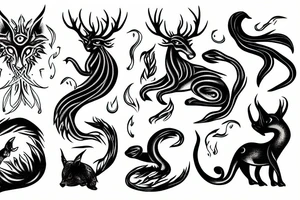 Mystical animal with fire tattoo idea