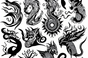 Mystical animal with fire tattoo idea