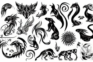 Mystical animal with fire tattoo idea