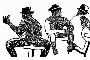 Seated man looking at a bright sunset tattoo idea