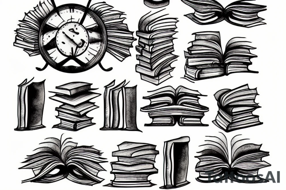 man with books tattoo idea