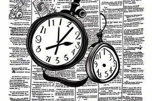 Clock, books, tired man tattoo idea