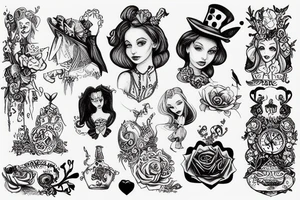 Alice in wonderland and cheshir tattoo idea