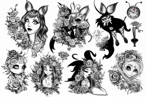 Alice in wonderland and cheshire tattoo idea