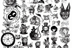 Alice in wonderland and cheshire tattoo idea