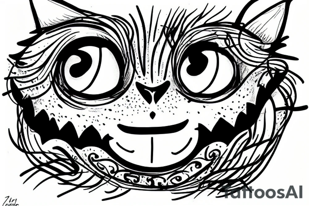 cheshire cat on a wall tattoo idea
