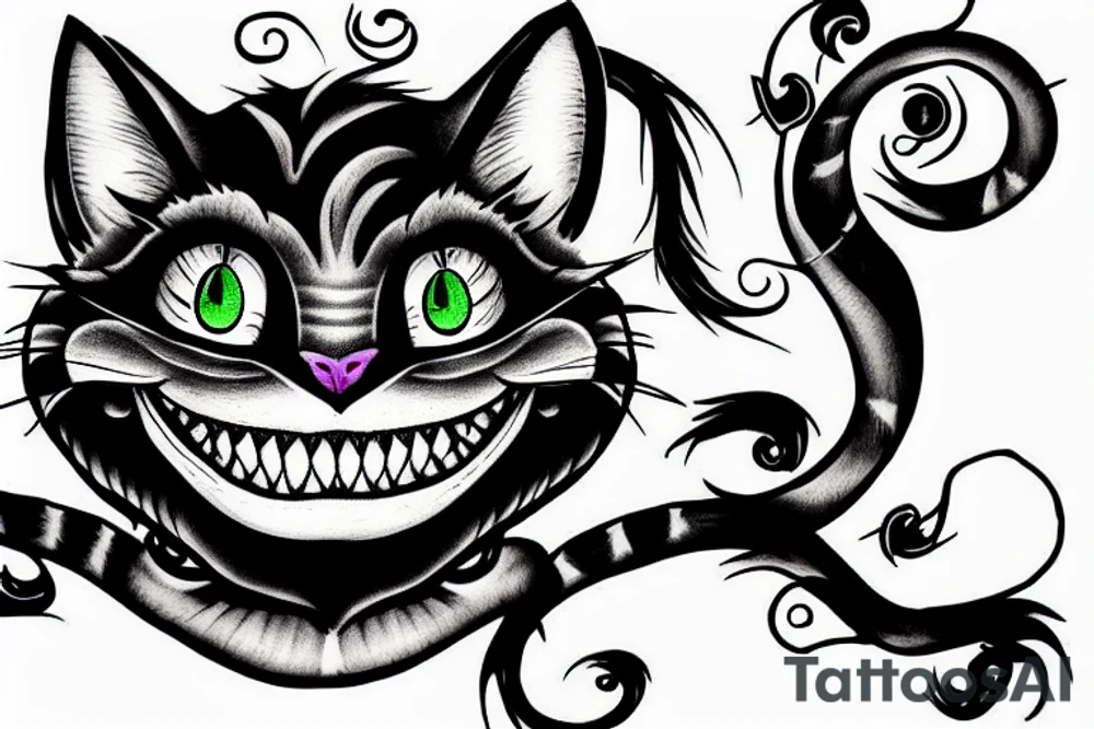 cheshire cat on a wall tattoo idea