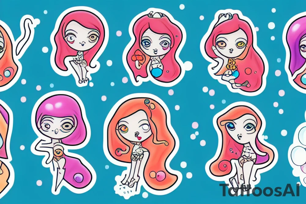 Girl with bubbles tattoo idea