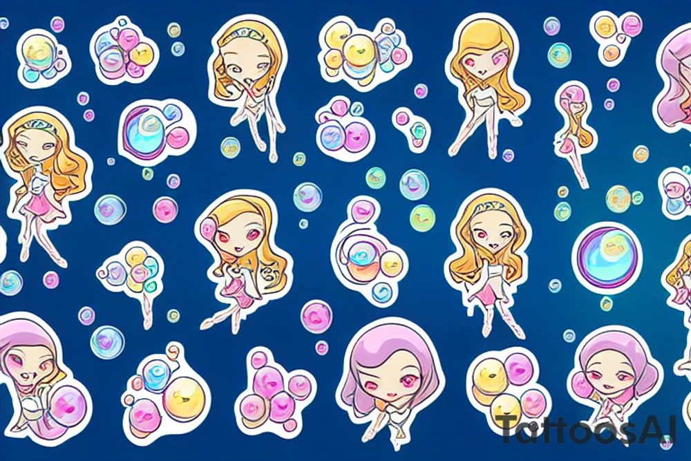 Girl with bubbles tattoo idea