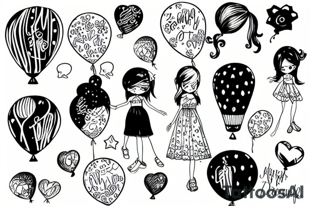Girl with balloon tattoo idea