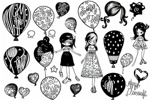 Girl with balloon tattoo idea