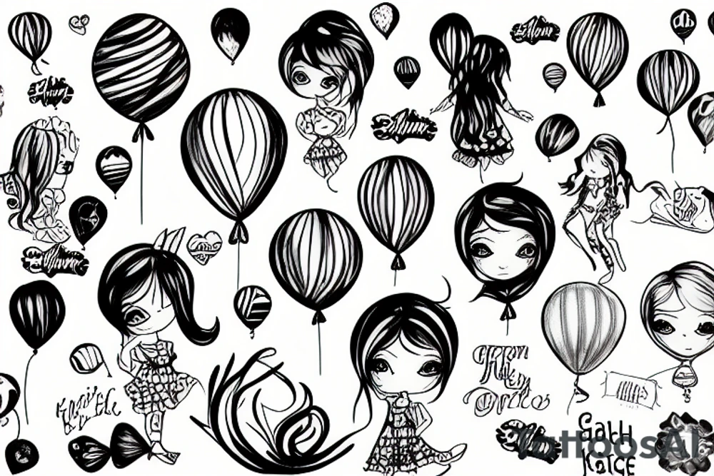 Girl with balloon tattoo idea