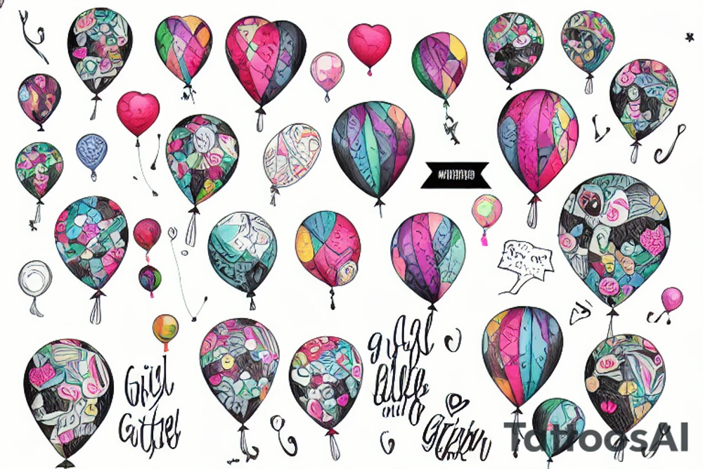 Girl with balloon tattoo idea