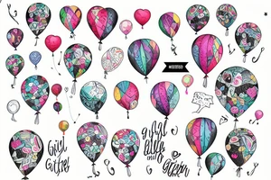 Girl with balloon tattoo idea