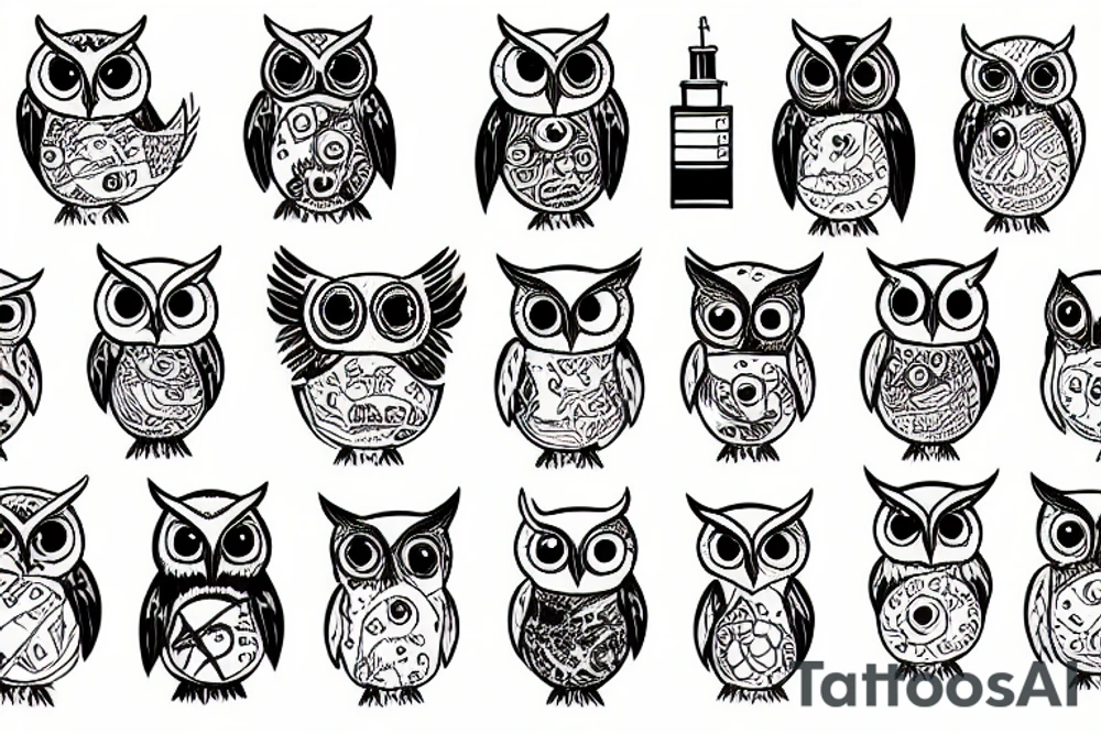 Space owl scientist tattoo idea