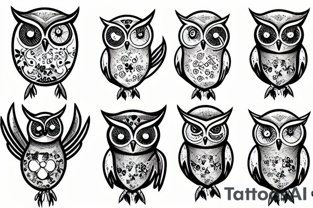 Scientific space owl tattoo idea