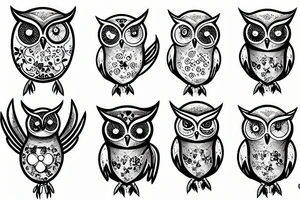 Scientific space owl tattoo idea