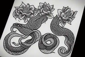 Snake and flowers tattoo idea