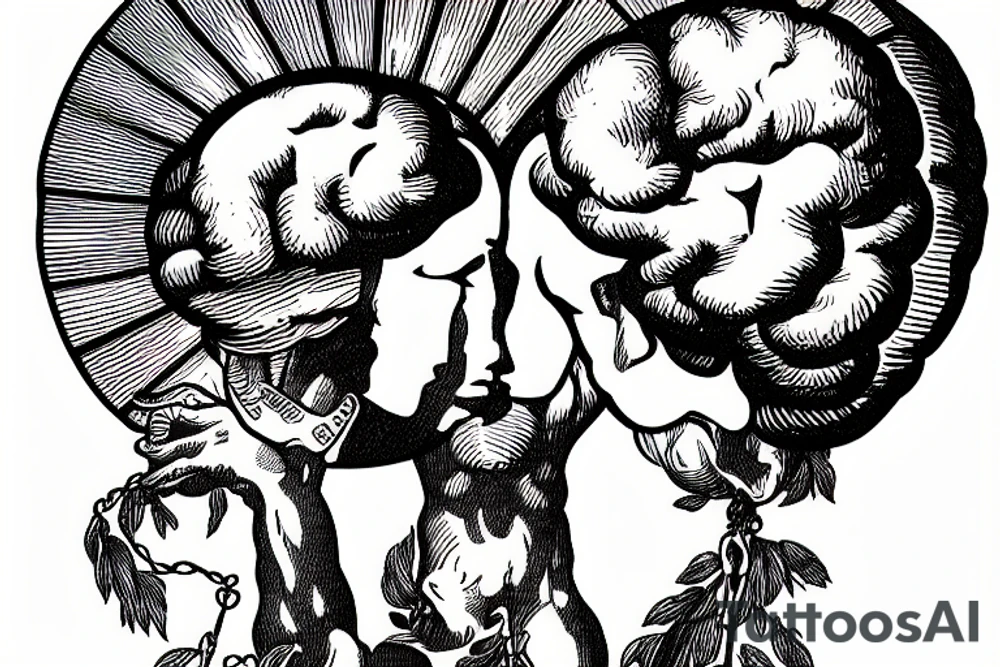Greek statue holding up brain like Olympus holding up world. tattoo idea
