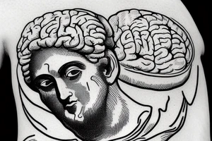 Greek statue holding up brain like Olympus holding up world. tattoo idea