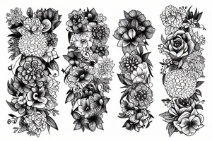 Hortensias and birds tattoo idea