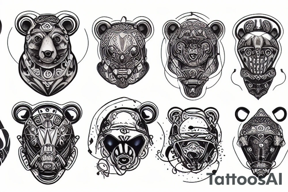 Bear with helmet tattoo idea