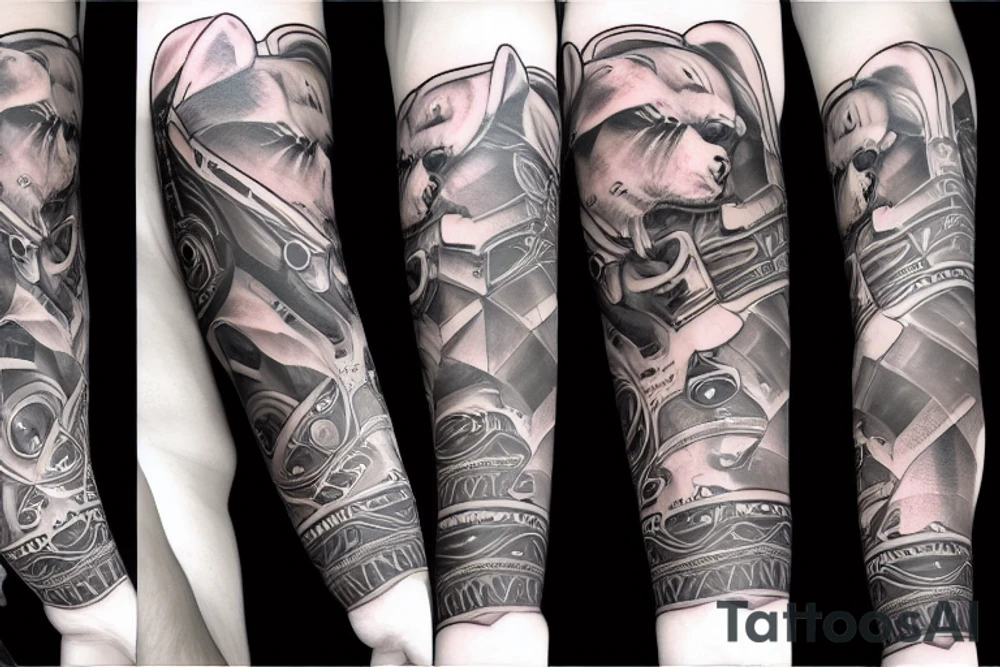 Bear with helmet tattoo idea