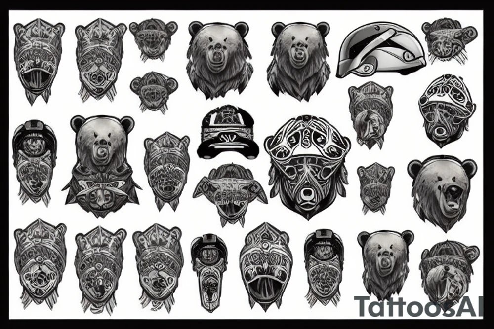 Bear with helmet tattoo idea