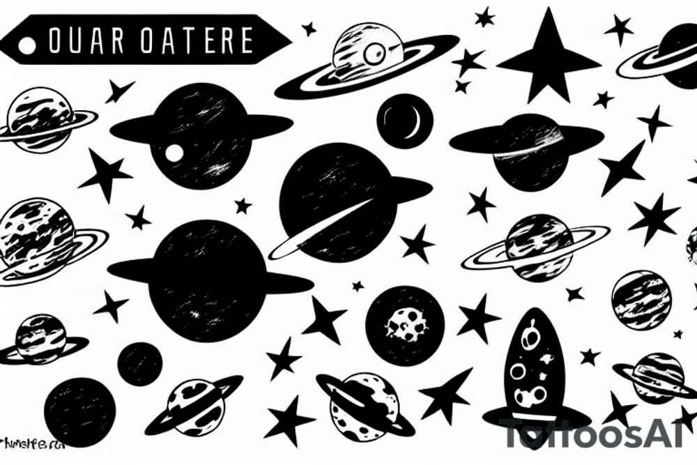 outer space, star tattoo idea