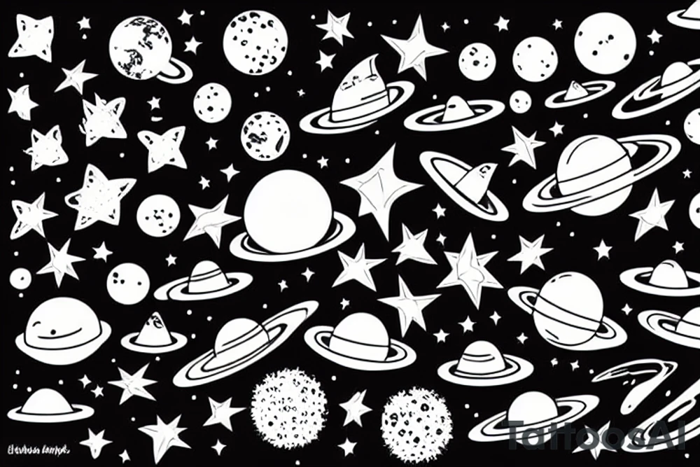 outer space, star tattoo idea
