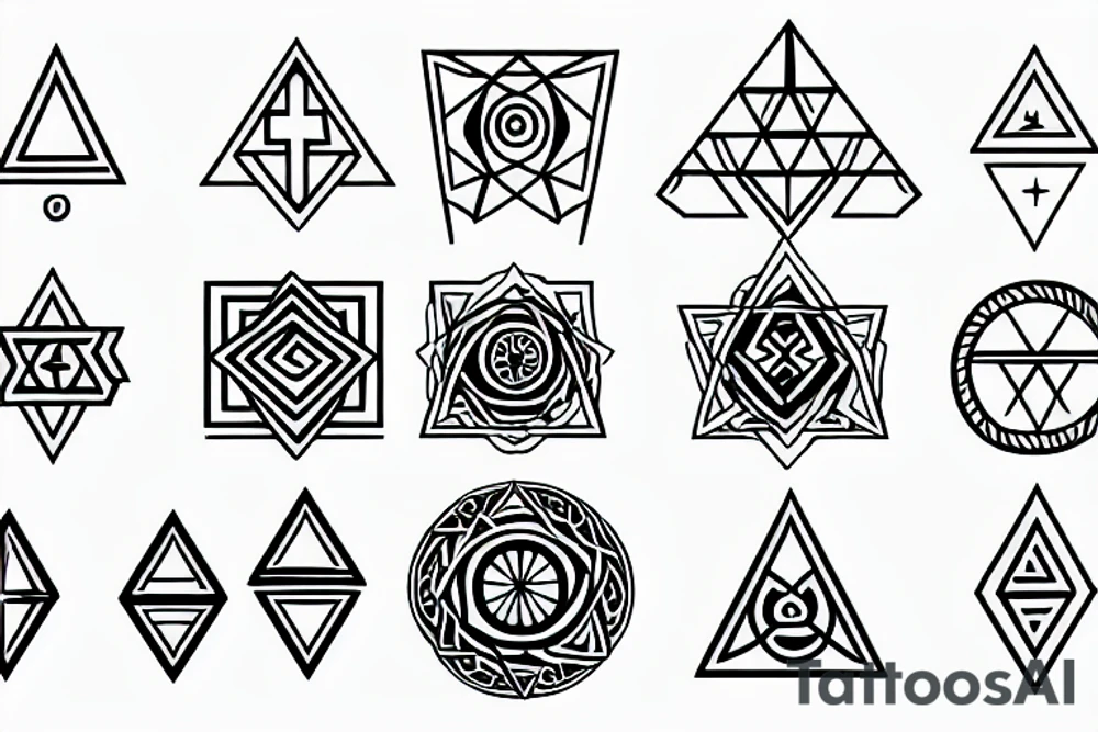 sacred geometric symbols, with triangles and circles tattoo idea