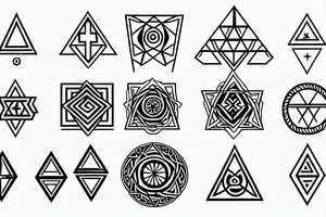 sacred geometric symbols, with triangles and circles tattoo idea