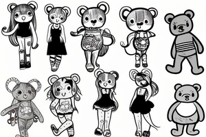 Girl with toy bear tattoo idea