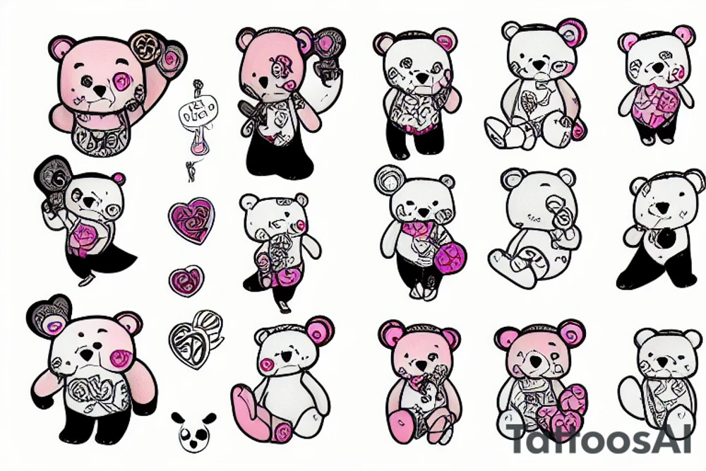 Girl with toy bear tattoo idea