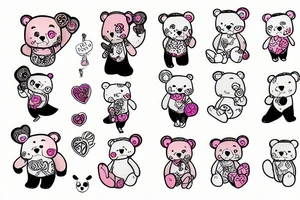 Girl with toy bear tattoo idea