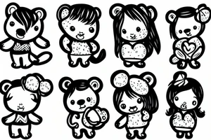 Girl with her teddy bear in her arms tattoo idea