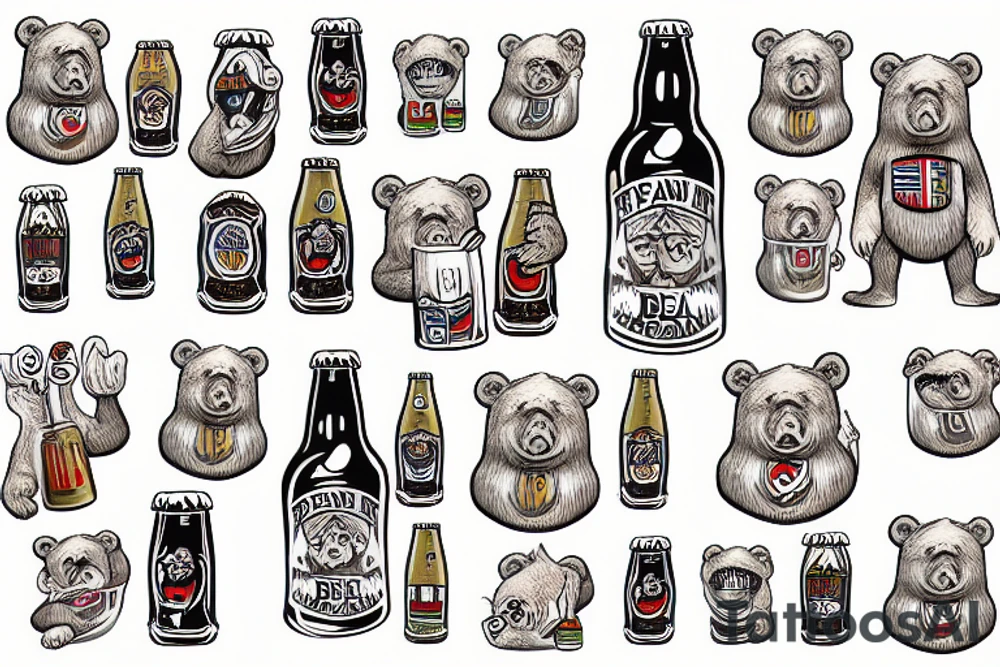 PUTIN BEAR BEER tattoo idea