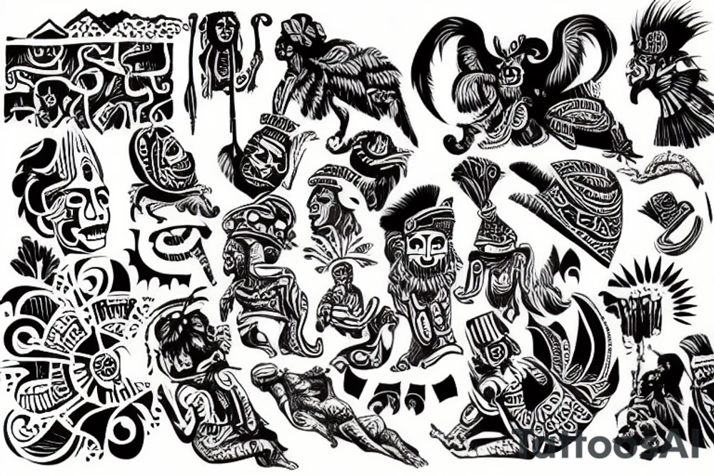 Inca wall painting of a wall bursting tattoo idea